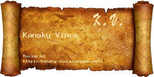 Kansky Vince névjegykártya